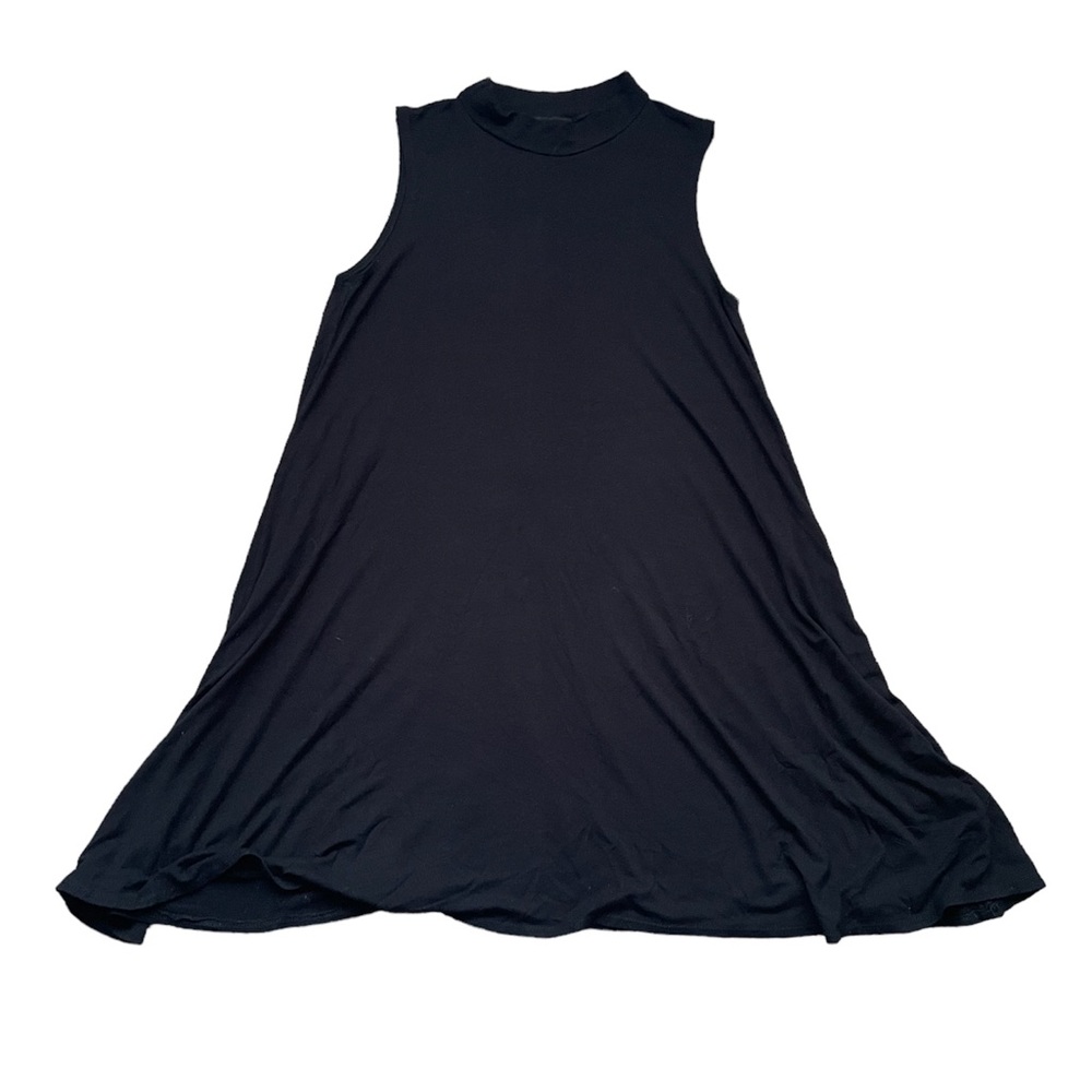 Vintage Poof Mock Neck Sleeveless Little Black Dress Mini Dress (size L)